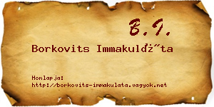 Borkovits Immakuláta névjegykártya